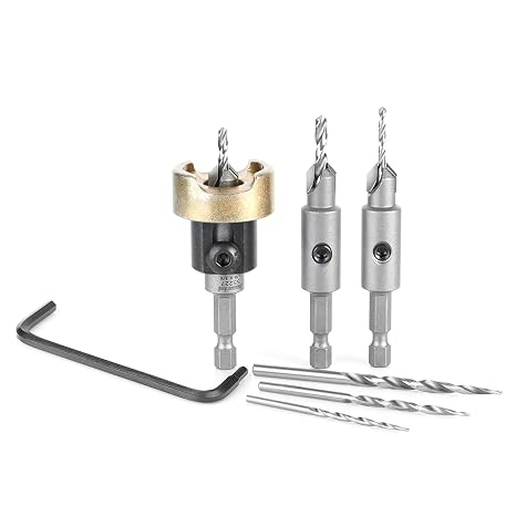 Amana Tool Carbide Tipped Countersink Drill Bit with, Ball Bearing Set and Replacements, AMS-628, 6-Pc