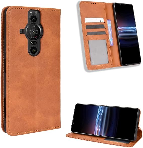 Case for Sony Xperia Pro-I Case Cover,Case for Sony Xperia Pro-I 2021 5G XQ-BE42 XQ-BE52 XQ-BE62 XQ-BE72 Case PU Leather flip Cover Brown
