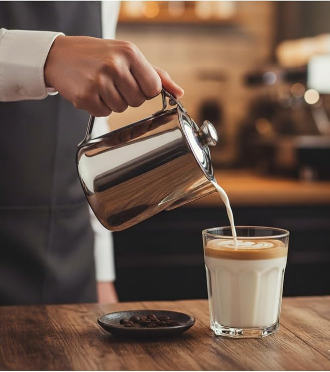 Paslanmaz Çelik Kapaklı Barista Süt Potu Sütlük 0,50 Lt 304 Kalite