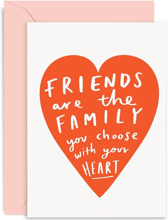 Old English Co. Friends Are Family Thinking of You Card - Cute Friendship Card for BFF Best Friend - Sympathy, Anniversary, Birthday | Blank Inside with Envelope