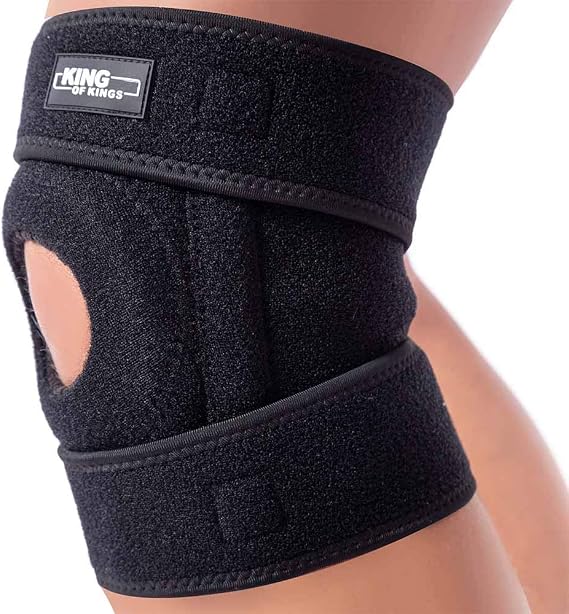 Patella Knee Brace for Arthritis Pain and Support with Side Stabilizers for Meniscus Tear, Women, Men, Acl, Running, Mcl, Tendonitis, Athletic, Lcl - Adjustable Neoprene Open Knee Sleeve -Black