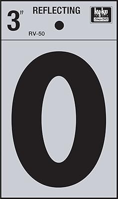 Hy-Ko RV-500 Vinyl Self-Stick Reflective with Number 0, 3, Black