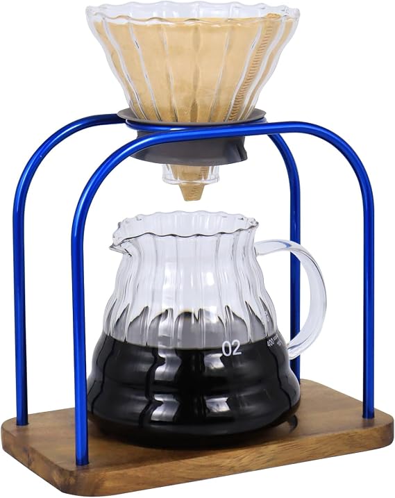 SOTECH Pour Over Coffee Maker Stand with Coffee Drip, Glass Sharing Pot Paper Filter Coffee Tea Brew Set.