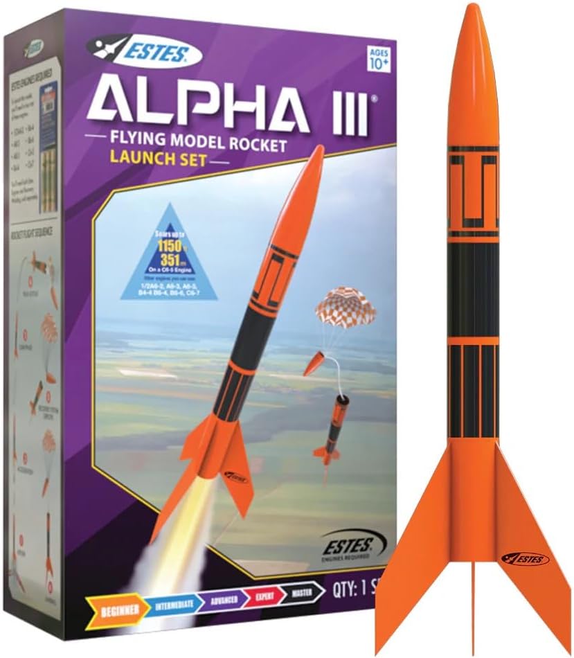 Estes Alpha III Launch Set, 12 years and up with Adult Supervision if under 12, Black,Orange