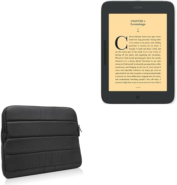 BoxWave Case Compatible with Barnes & Noble Nook Glowlight Plus (7.8 in) (Case Polar Jacket, Puffy Padded Material Zip Up Sleeve Pouch - Jet Black