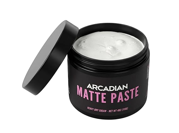 Arcadian Grooming Matte Paste Hair Clay for Men Styling Vegan Matte Finish, Strong High Hold, 4oz