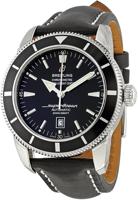 Breitling Superocean Heritage 46 Automatic Black Dial Black Leather Mens Watch A1732024-B868BKLT