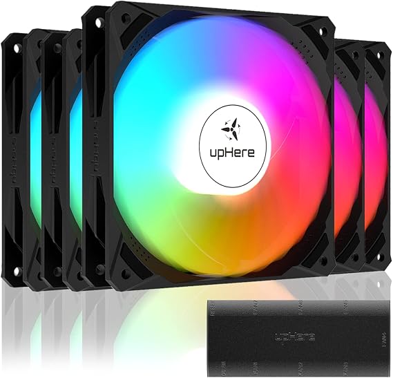 Novonest ARGB PC Case Fan 120mm PWM High Performance Quiet Fan PWM 4PIN Connector LED Fan 5V 3PIN ARGB Motherboard AURA Sync Compatible PC Parts Cooling Fan 5-Piece Set