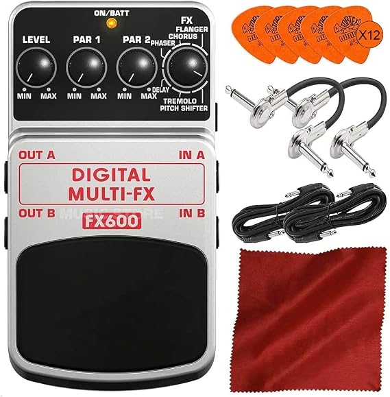 Behringer Digital Multi-FX FX600 Digital Stereo Multi-Effects Pedal with Deluxe Accessory Bundle