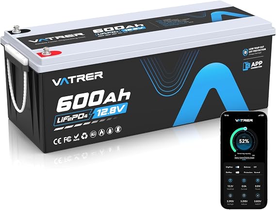 12V 600Ah Lithium LiFePO4 Battery (APP Monitoring & 300A BMS)