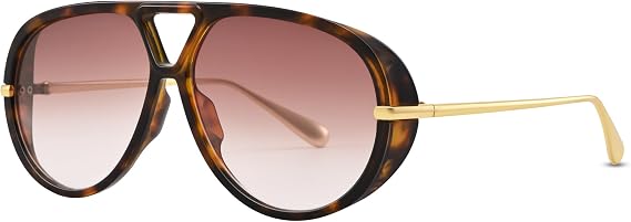 NULOOQ Trendy Oversized Aviator Sunglasses for Women Men Retro Big Large Shield Shades