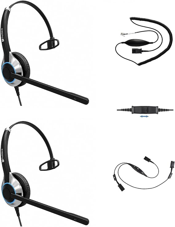 TruVoice HD-500 Headset Training Bundle for Desk Phones | Training | Supervising | Coaching for Office + Call Center - Compatible with All Phones Including Yealink, Polycom, Poly, Mitel, Cisco, Avaya