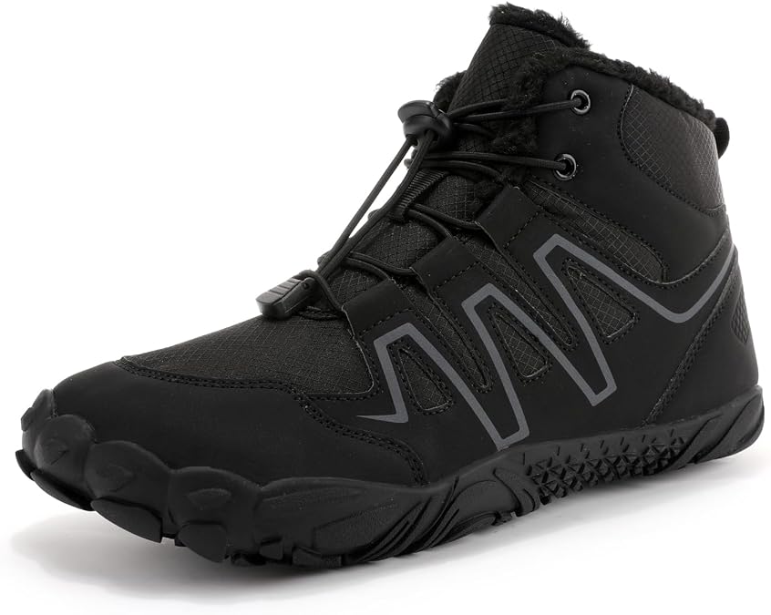 Winter Snow Boots for Women Men Ankle Waterproof Warm Fuzzy Barefoot Hiking Boots Anti-Slip Outdoor Sports Shoes Unisex