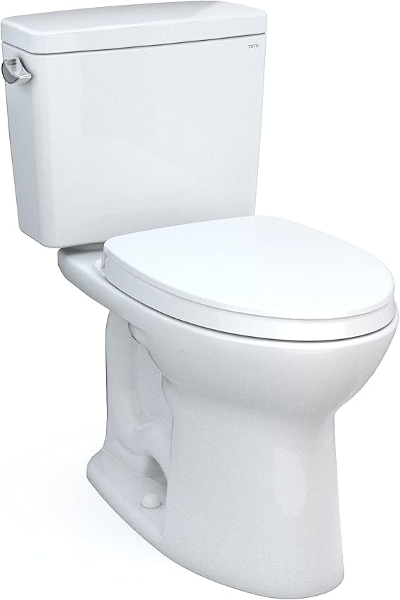 TOTO Drake Two-Piece Elongated 1.6 GPF Universal Height TORNADO FLUSH Toilet with 10 Inch Rough-In, CEFIONTECT, and SoftClose Seat, WASHLET+ Ready, Cotton White - MS776124CSFG.10#01