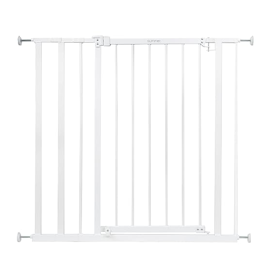 Summer Infant Everywhere Extra Tall & Extra Wide Pet and Baby Gate, 28.75" - 39.75" Wide, 36" Tall, Pressure and Hardware Mounted, Install In-Between Rooms, Doorways and Stairways - White Metal