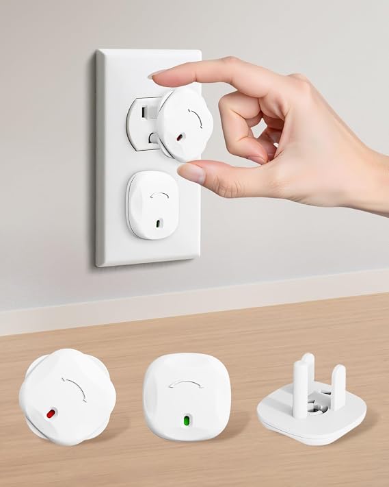 40 Packs Outlet Covers Baby Proofing - Child Safety Plug Covers | Baby Outlet Protectors with Unique Rotating Design for Prevent Electrical Shock, for US 3-Prong, Home, Office, School - White