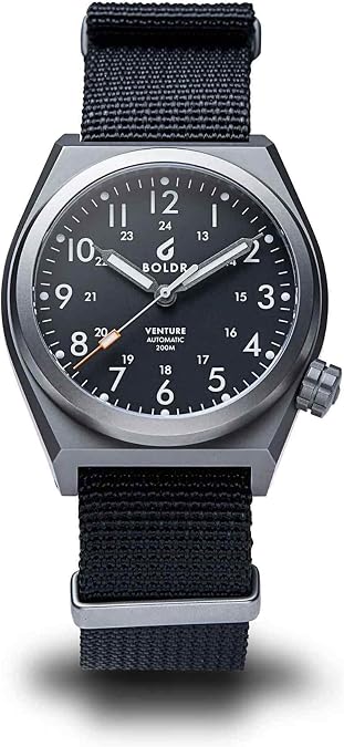BOLDR Venture Automatic Watch for Men, 38mm Titanium Case, Nylon Strap, Water Resistant 200m