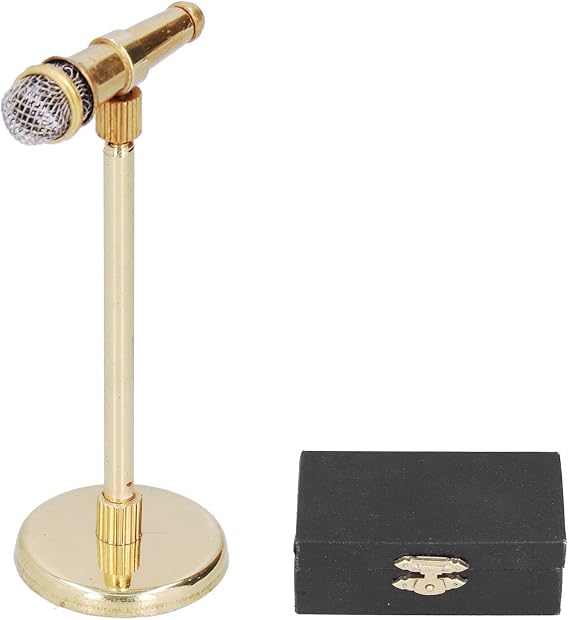 Adjustable Miniature Microphone Model Musical Instrument Handicraft Decoration Model for 1:12 Action Figures Dollhouse Accessories Display Ornaments Home Decoration