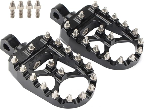 Motorcycle Foot Pegs MX Wide Pegs Floorboards for Dyna Fat Bob Touring Road Glide Road King Street Glide Electra Glide Sportster XL XR 883 Softail Streed Bob Fat Boy Universal (Black Silver)
