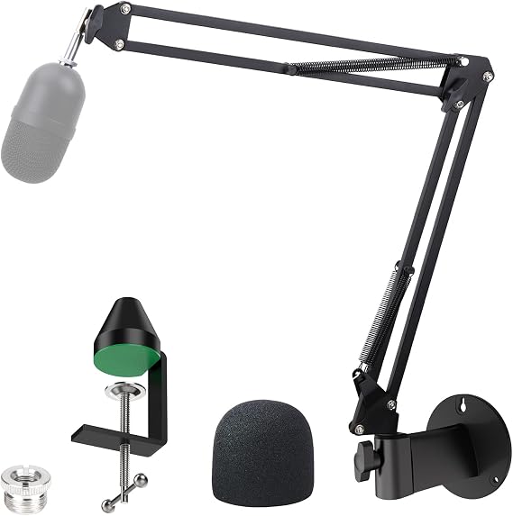 Razer Seiren Mini Stand - Wall Mount Boom Arm with Mic Cover Foam and Table Mount Clamp, Mic Stand with Windscreen Pop Filter for Razer Seiren Mini by YOUSHARES