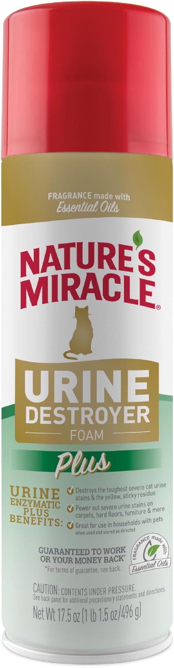 Nature's Miracle Cat Urine Destroyer Plus Foam, Enzymatic Cleaner, 17.5 oz