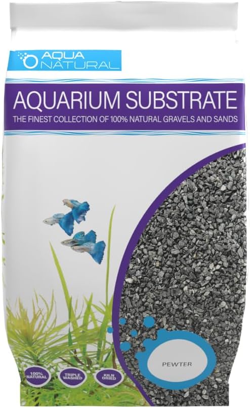 Aqua Natural Aquarium Substrate, Pewter Black Gravel, 10lb