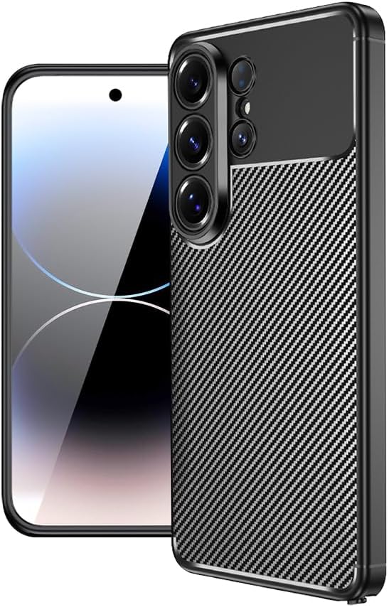 Spia Samsung Galaxy S26 Ultra ile Uyumlu Kılıf Siyah Karbon Silikon Orijinal (Samsung Galaxy S26 Ultra ile Uyumlu, Siyah)