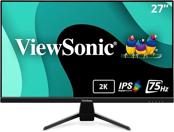 ViewSonic VX2767U-2K 27 Inch 1440p Monitor, IPS Display with 65W USB-C and HDR10 for Ultimate Home Entertainment, Eye Care Technology, Ultra-Thin Bezels, HDMI, and DisplayPort Inputs
