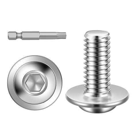 Mellewell M3-0.5 x 16mm Flanged Button Head Socket Cap Screw Bolts, 304 Stainless Steel 18-8, Allen Socket Drive, Bright Finish, Fully Threaded, Pack of 100