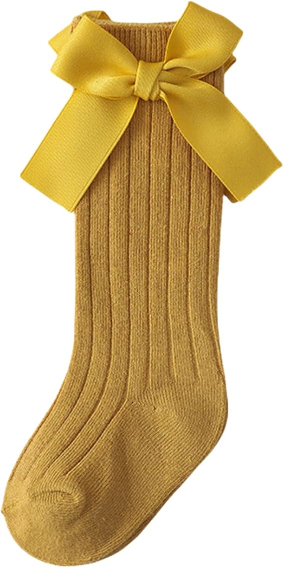 Baby Girls Knee High Socks with Bow Accents - Toddler Stockings 0-10Y