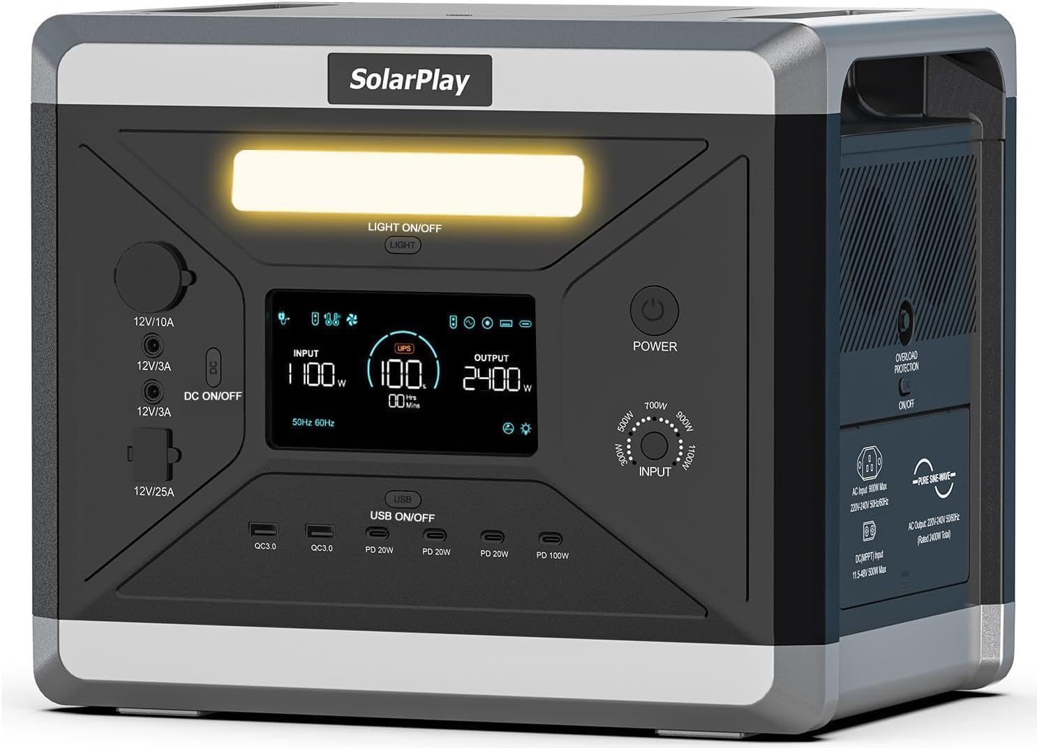 SolarPlay Portable Power Station 2400W2160Wh LiFePO4 Battery Solar Generator, Essential Home Backup for Home Use, Power outage, RV, Caming