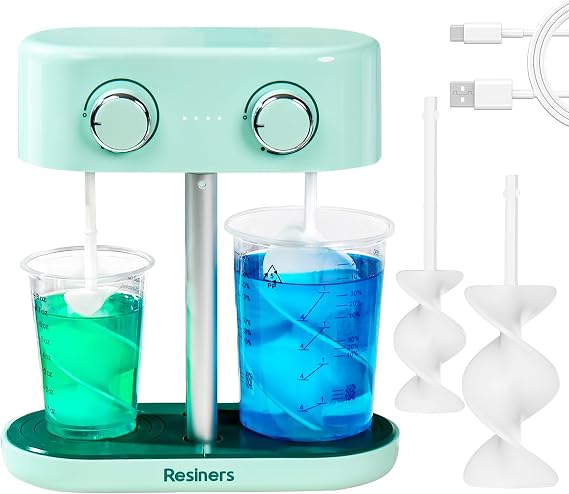 Resiners Dual-Head Resin Mixer, Airflow Pro Max Rechargeable Epoxy Mixer