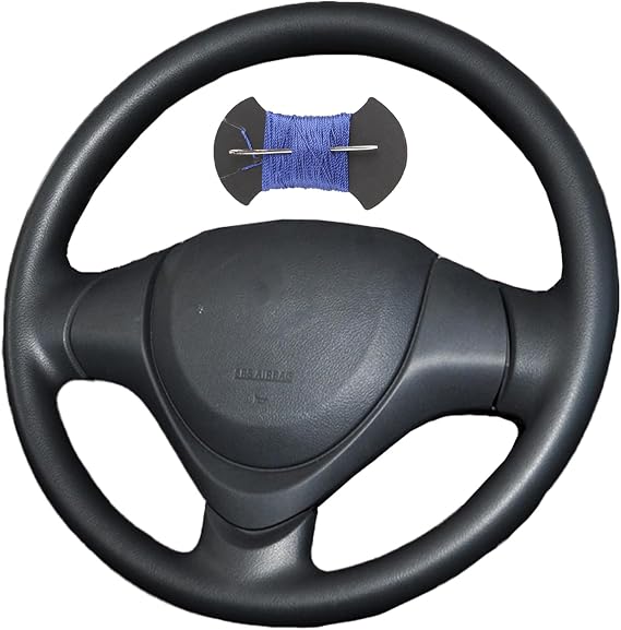 Leather Steering Wheel Wrap Car Steering Case Stitch Steering Wheel Cover Fit for Suzuki Jimny 2015 2016 2017 2018,Blue