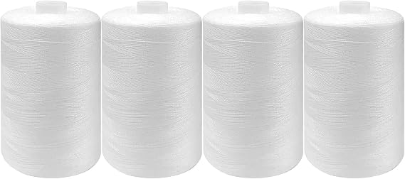 Sewing Thread-4 Spools of Polyester Thread for Sewing Machine for Beginners, Hand Stitching & Quilting-White (White, 1000yards)