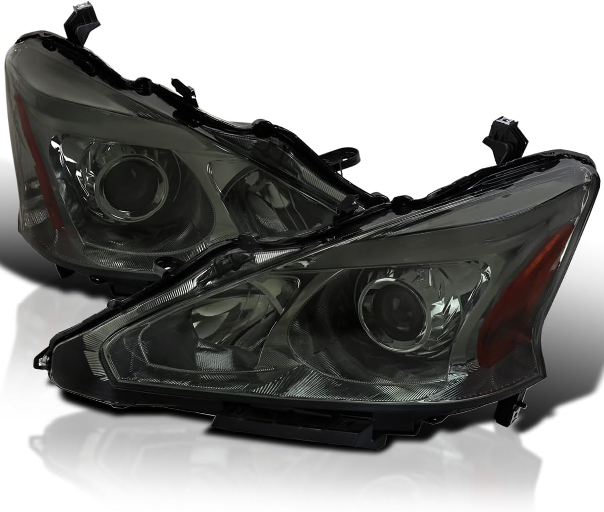 SPEC-D TUNING Smoke Projector Headlights Compatible with 2013-2015 Nissan Altima Sedan, Left  Right Pair Headlamps Assembly