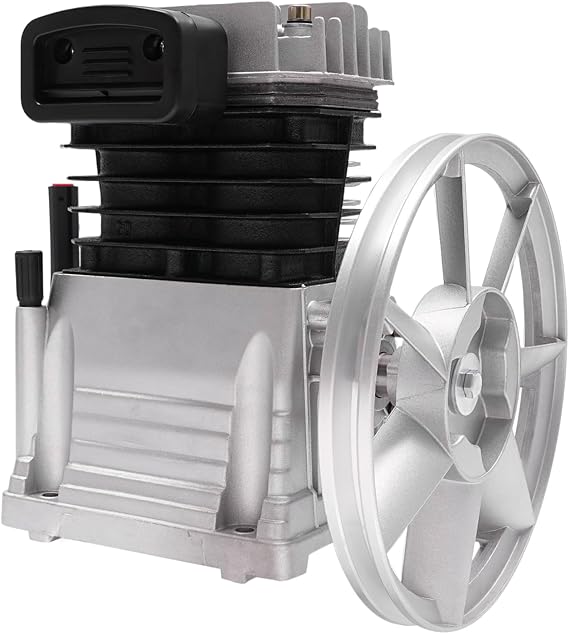 Air Compressor Pump Head, 3HP 10Bar Air Compressor Head with 2 Cylinders, Air Compressor Head with Belt Pulley for Industries