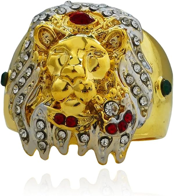 Gold Lion Ring, Lion Head Ring for Men, Gothic Lion Crown Ring Punk Viking Lion -s, Lion Jewelry
