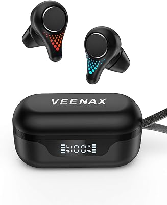 T8 True Wireless Earbuds, Bluetooth Earphones Touch Control, TWS Sport Headphones with Mic CVC 8.0 Noise Reduction, Stereo in-Ear Headset with Bass, 30H PlaytimeUSB-CIPX7 Waterproof, Black