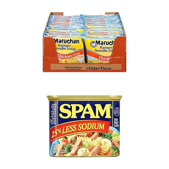 SPAM Less Sodium and Maruchan Ramen Less Sodium Chicken Bundle