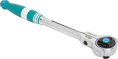 HB 38 Drive 90-Tooth Swivel Head Ratchet Handle AHA044-U | 270 Adjustable Aluminum Handle | 4 Arc Swing Quick Release & Reversible Disc | Micro Chrome Finish Chrome Vanadium Steel Made in Taiwan