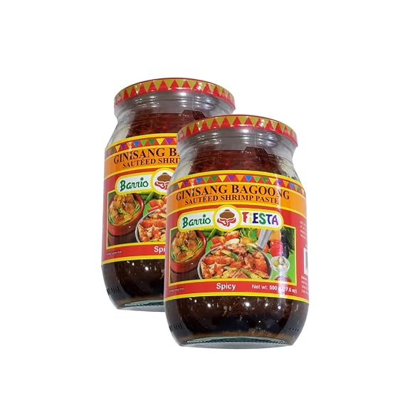Barrio Fiesta Ginisang Bagoong Sauted Shrimp Paste Spicy Pack of Two 17 Oz Per Jar