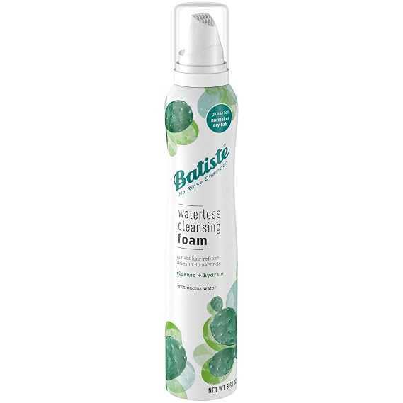 Batiste Waterless Cleansing Foam Cleanse and Hydrate with Cactus Water, 3.60 OZ, White
