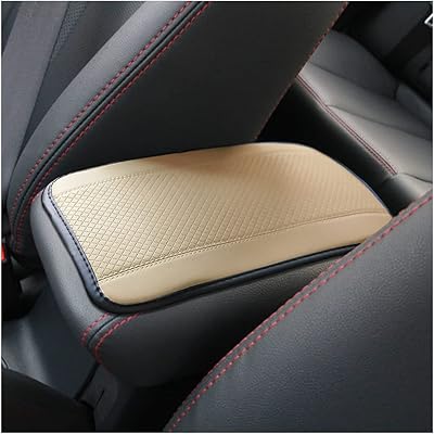 Auto Center Console Pad, PU Leather Car Armrest Seat Box Cover, Waterproof Non Slip Soft Armrest Box Cushion Protector, Car Accessories for Women Men, Universal for SUV, Truck, Van Beige
