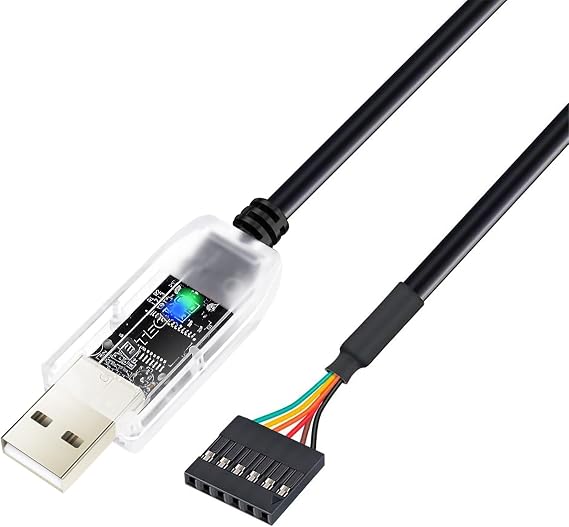 DTECH USB to TTL Adapter FTDI Chip 3.3V 6 Pin USB to UART Debug Cable FT232RNL IC Serial Converter 6ft LED Indicators Output 3.3 Volt for Windows 11 10 8 7 XP MAC Linux Easy Debugging and Programming