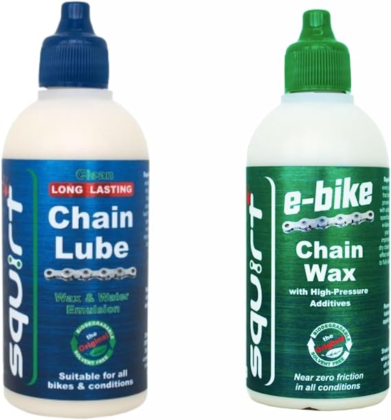 Squirt Chain Lube for Bikes 120 ml & E-Bike Chain Wax 120ml Bundle - Long Lasting Lubricant