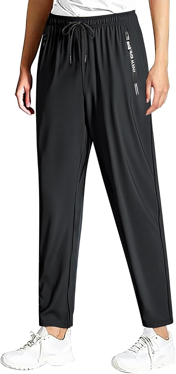 Womens Plus Size L-7XL Athletic Pants with Pockets Elastic Waist Stretch Workout Sweatpants Quick Dry Breathable Trouser