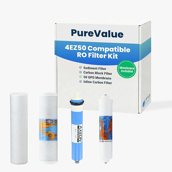PureValue 4EZ50 Water Filter Replacement Kit with 50 GPD RO Membrane