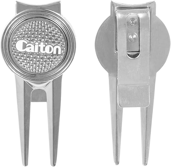 CAITON 2 Pcs Golf Divot Repair Tool and Ball Marker, A Unique and Multi-Functional Golf Accessory Putting Alignment for Men Golfers