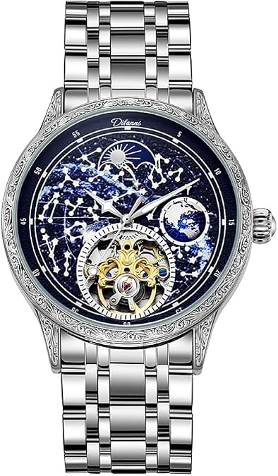 Brilliant Starry Sky Dial Mens Tourbillon Mechanical Watches Fashion Luxury Luminous Waterproof Watch Skeleton Automatic Wristwatch