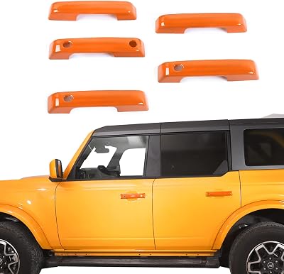 Jeliker for Bronco Door Handle Inserts Trim Cover, Tailgate Handle Cover for Ford Bronco 2021 2022 2023 Exterior Accessories Orange 5 PCS NOT for Sport